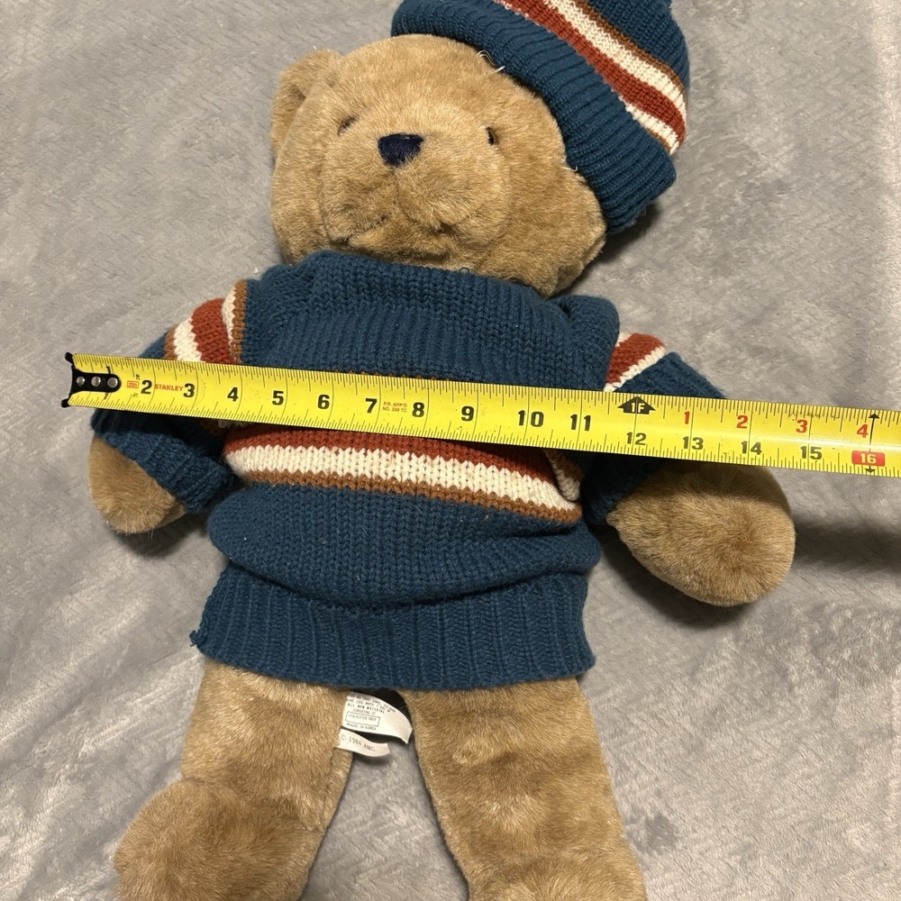 Vintage 1984 CHOSUN INTERNATIONAL Teddy Bear Plush with Blue Sweater and Hat - Picture 16 of 16